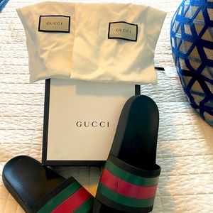 Traditional Gucci slides. Have been worn but still look great.